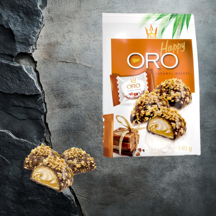 Flis Praliny waflowe Happy Oro smak karmelowy 140g