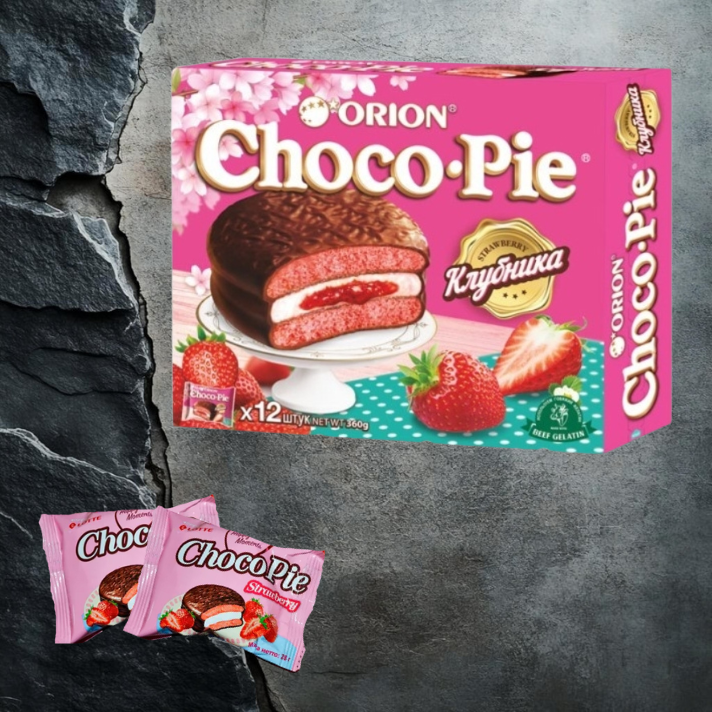 Choco Pie o smaku truskawkowym 360g Orion
