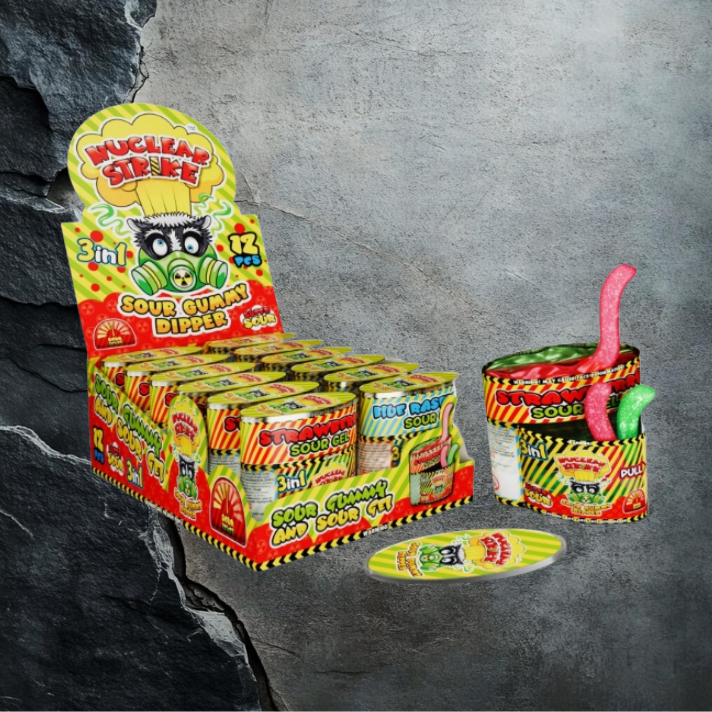 Nuclear Strike Sour Gummy Dipper Kwaśne żelki do maczania w żelu 52g x 12szt