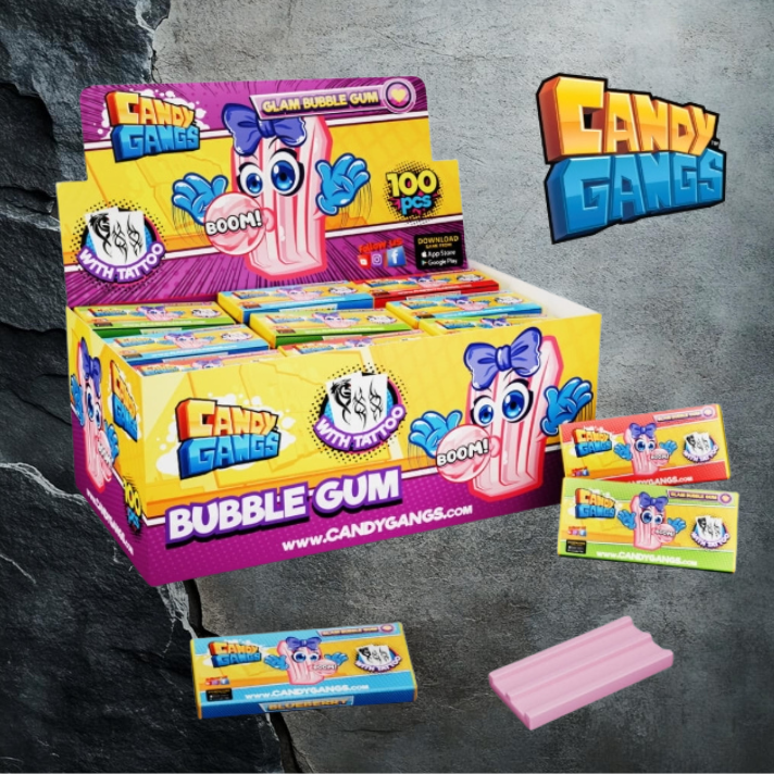 Candy Gangs Glam Bubble Gum Guma do żucia z tatuażem 3,5g x 100szt