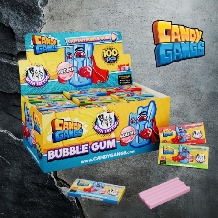 Candy Gangs Capitan Bubble Gum Guma do żucia z tatuażem 3,5g x 100szt