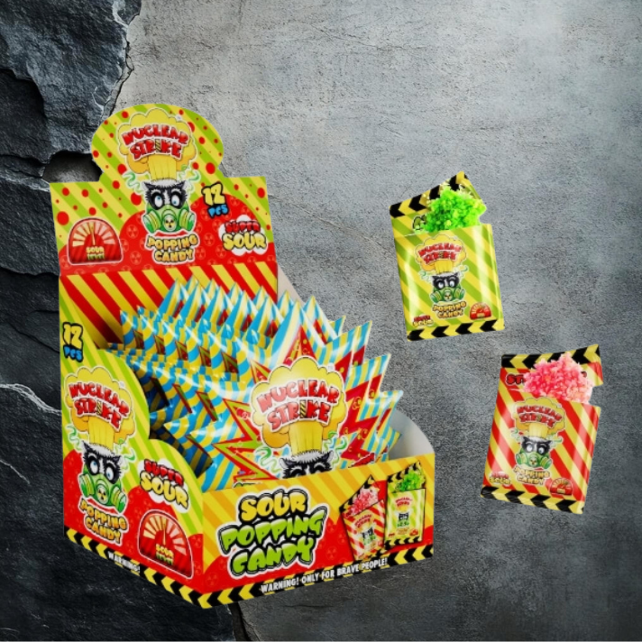 Nuclear Strike Popping Candy Kwaśny strzelający proszek 15g x 12szt