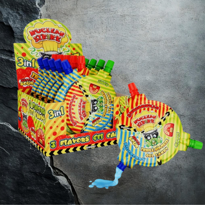 Nuclear Strike Triple Squeeze Kwaśny żel w trzech smakach 45g x 15szt