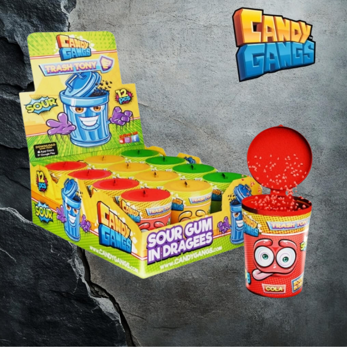 Candy Gangs Trash Tony Gumy do żucia w drażetkach 30g x 12szt