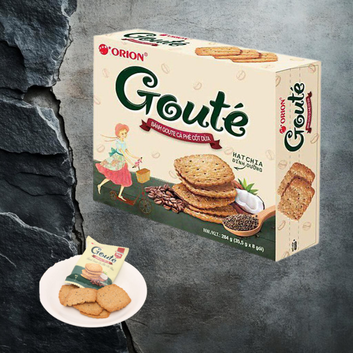 GOUTÉ Ciastka Kokosowe o smaku Kawowym z chia  144g ORION