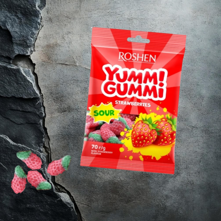 ŻELKI YUMMI GUMMI STRAWBERRIES 70 g ROSHEN