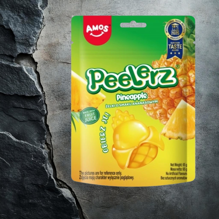 AMOS PEELERZ ANANAS – Żelki do obierania z sokiem owocowym 65g
