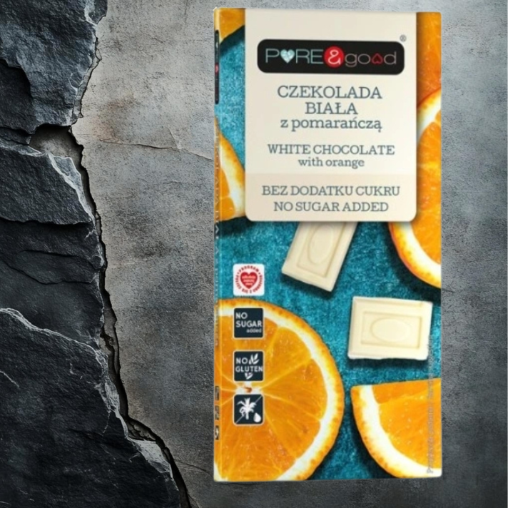 Czekolada biała pomarańcza Bez Cukru 75 g Pure&Good