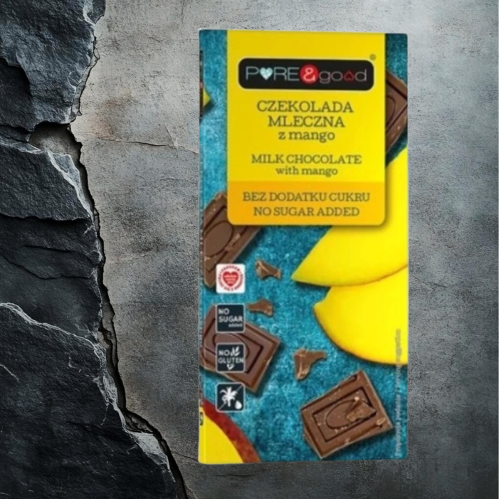 Czekolada mleczna z mango Bez Cukru 75 g Pure&Good