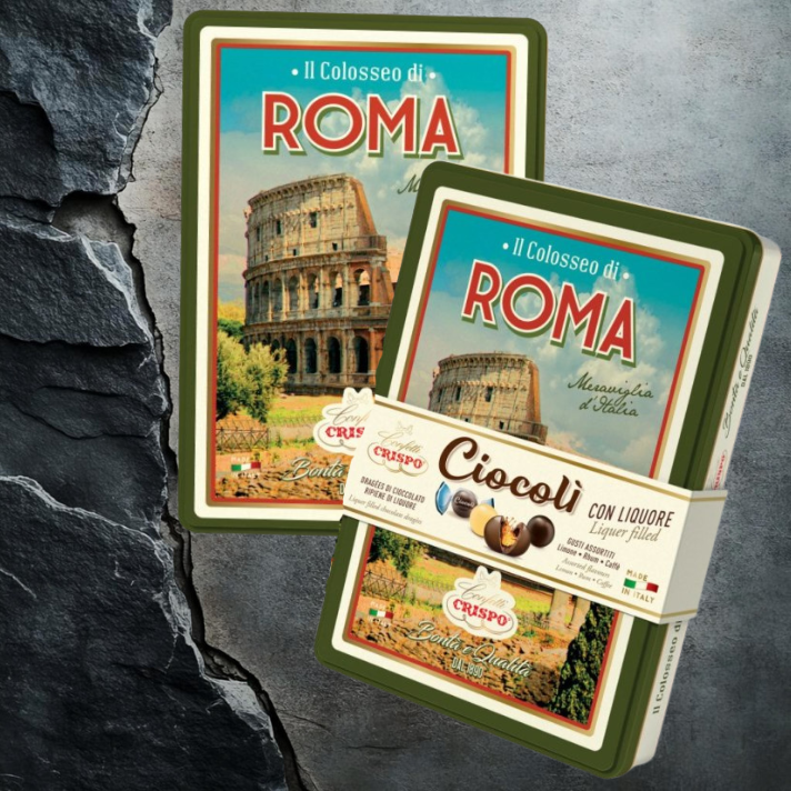 Crispo Ciocoli Roma Włoskie Praliny 200g W Blaszanym Pudełku