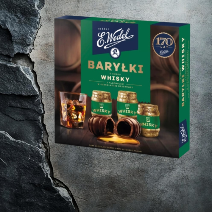 Baryłki z nadzieniem  o smaku whisky 200g Wedel
