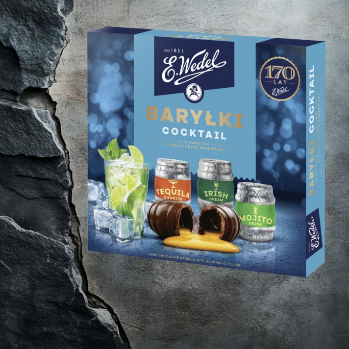 Baryłki cocktail z alkoholem w czekoladzie 200g E.Wedel