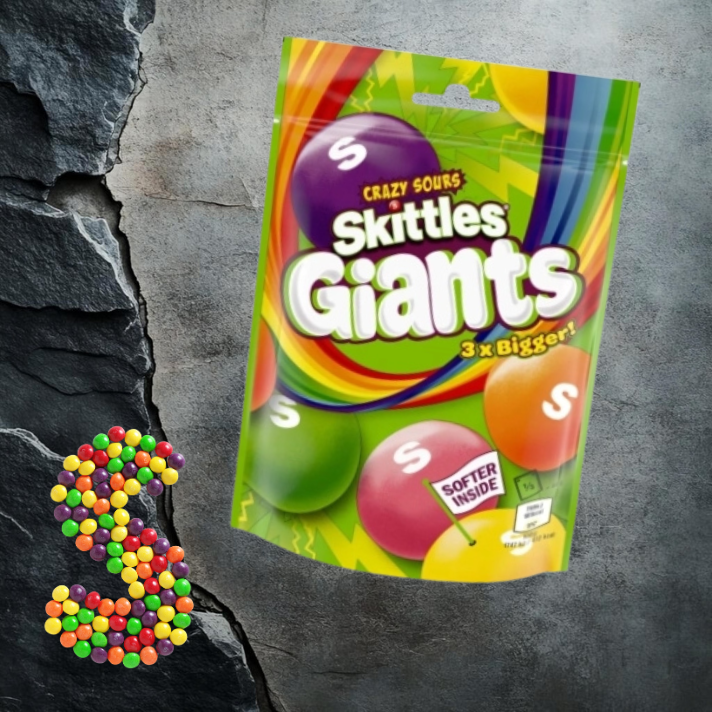 Skittles Giants Vegan Chewy Sour Sweet Fruit Pouch Bag 132g