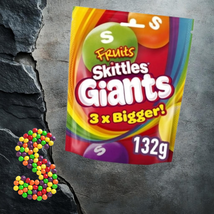 Skittles Giants Vegan Chewy Sweets Fruit Pouch Bag 132g
