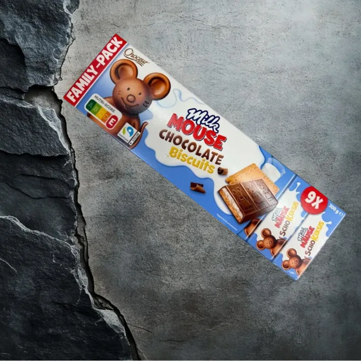 Choceur Mouse Biscuits 300g batony z nadzieniem mlecznym i ciasteczkiem