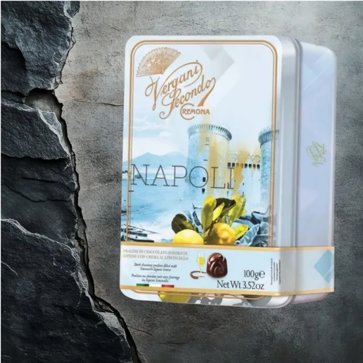 VERGANI NAPOLI Praliny w Gorzkiej Czekoladzie z kremem Limoncello 100g